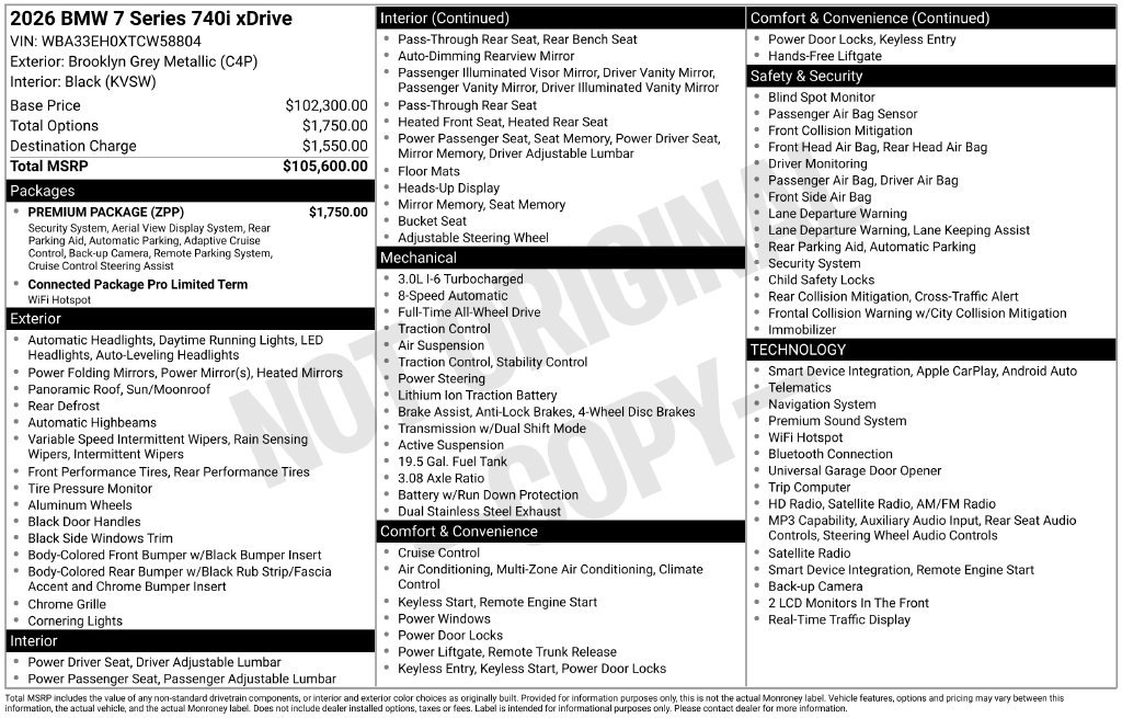 bmw 7 series 2026 WBA33EH0XTCW58804 image bmw 7 series 2026 WBA33EH0XTCW58804 image